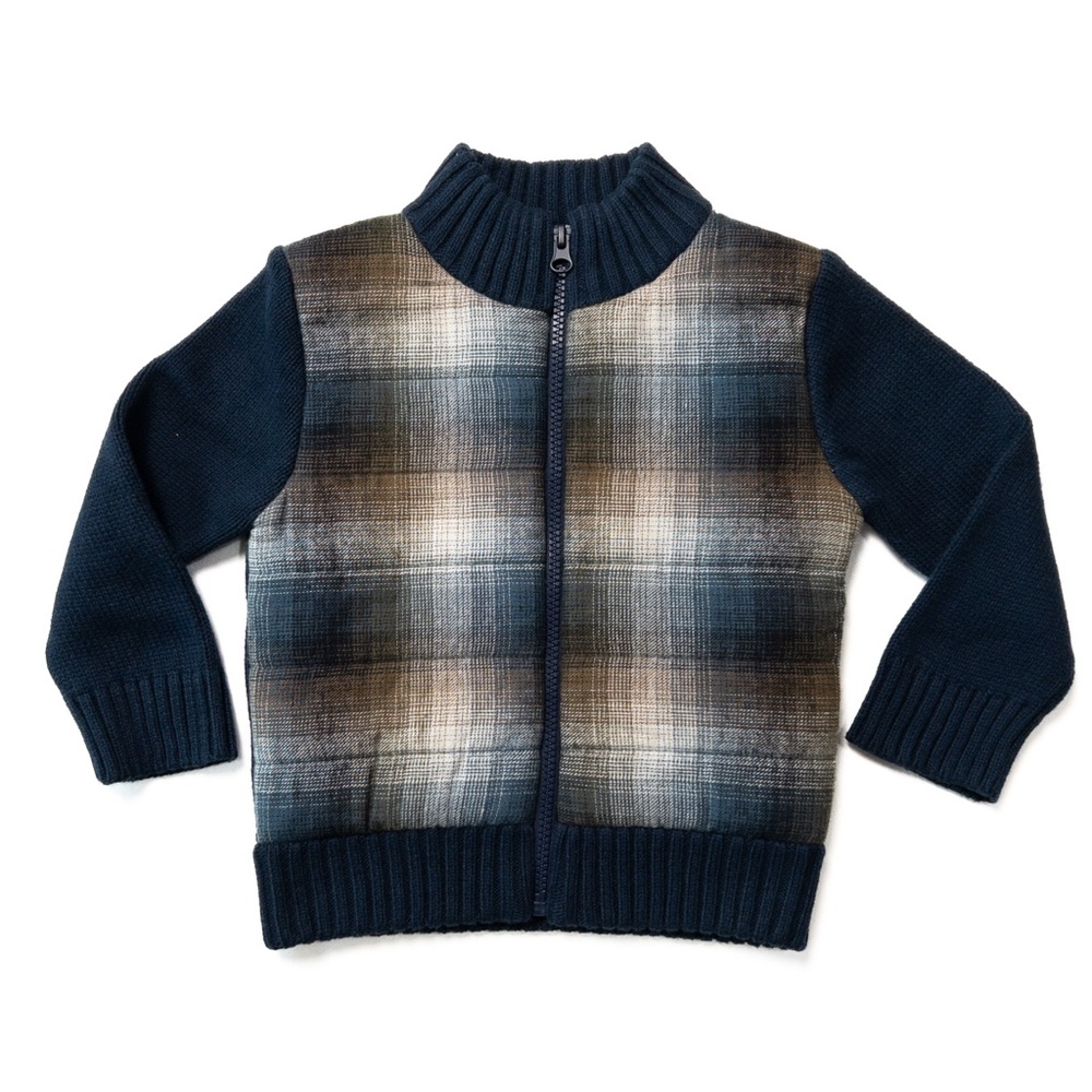 Cat & Jack | 2T | Toddler Boys' Quilted Zip-Up Plaid Sweater